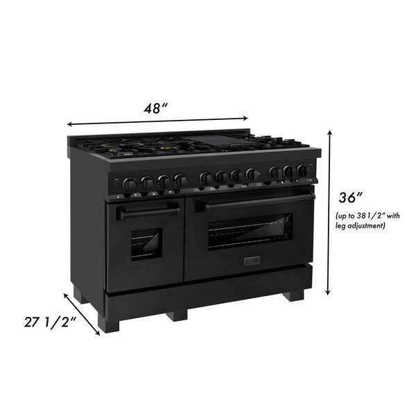 zline 48 range black stainless