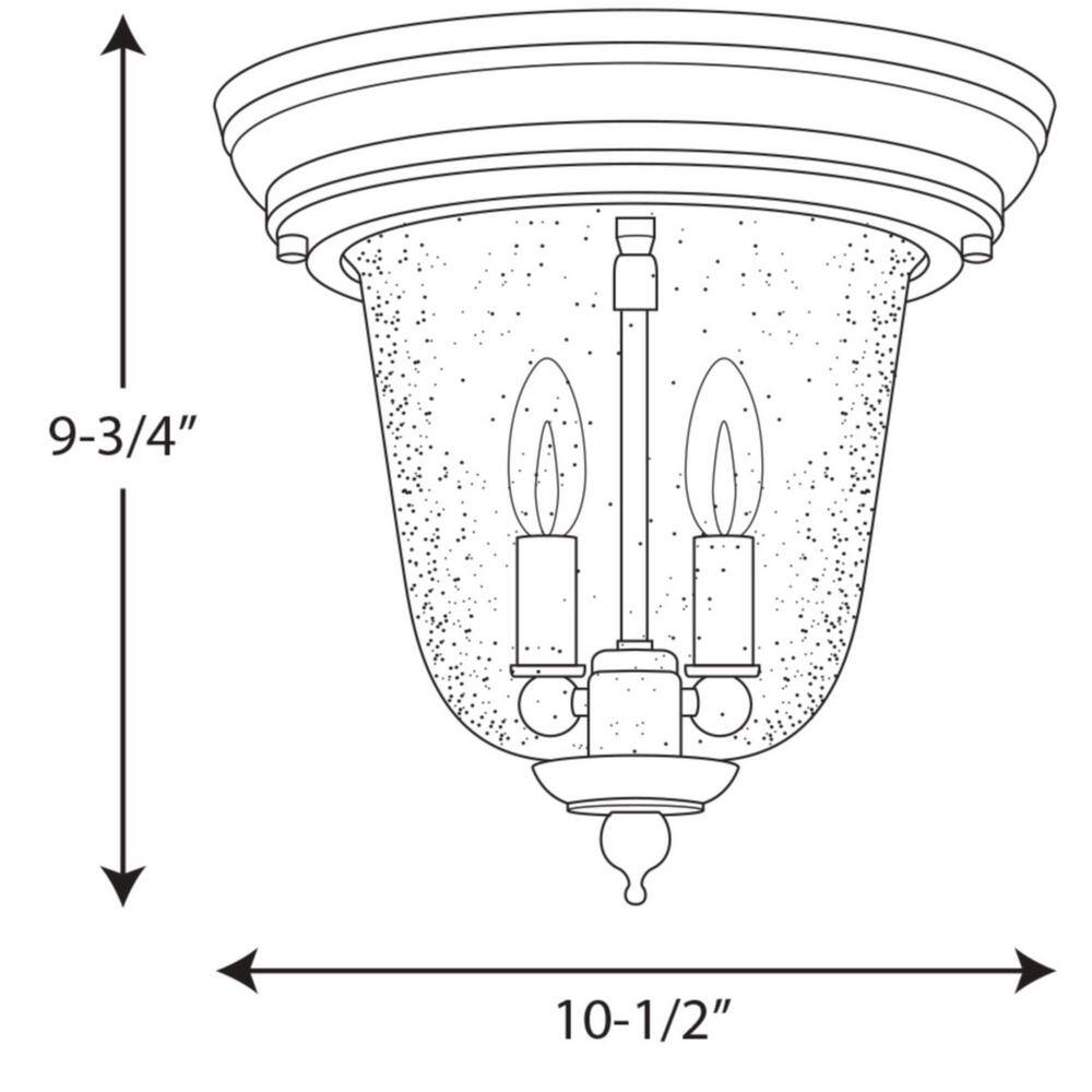 Antique Bronze 2-Light Flush Mount with Seeded Glass