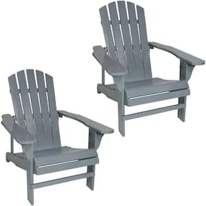 Coastal Bliss Gray Wooden Adirondack Chair (Set of 2)