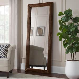 Oversized Dark Stain Wood Frame Classic Floor Mirror (76 in. H x 31 in. W)
