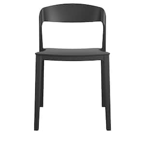 Outdoor/Indoor Stacking Resin Chair with Ribbon Back, 2-Pack, Black