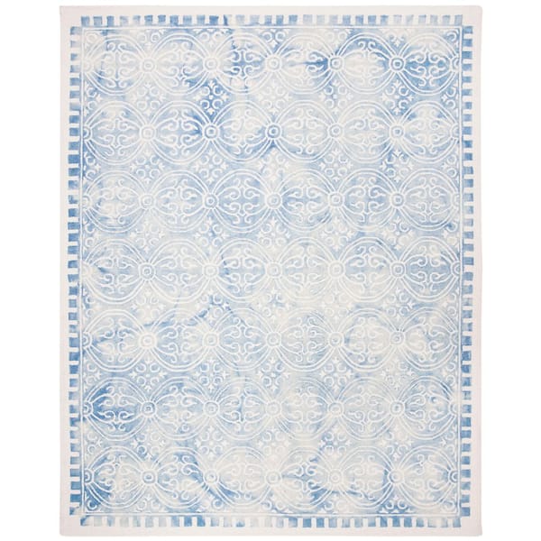 SAFAVIEH Dip Dye Blue/Ivory 8 ft. x 10 ft. Vintage Floral Area Rug