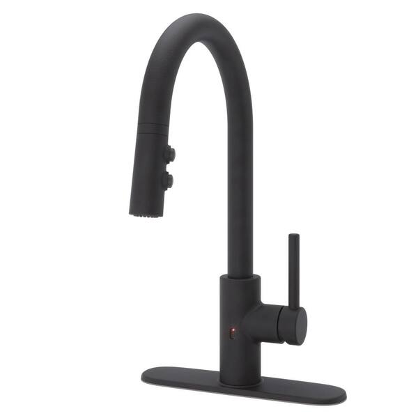 Stellen Single-Handle Electronic Pull-Down Sprayer Kitchen Faucet with React Touchless Technology in Black Stellen Single-Handle Electronic Pull-Down Sprayer Kitchen Faucet with React Touchless Technology in Black
