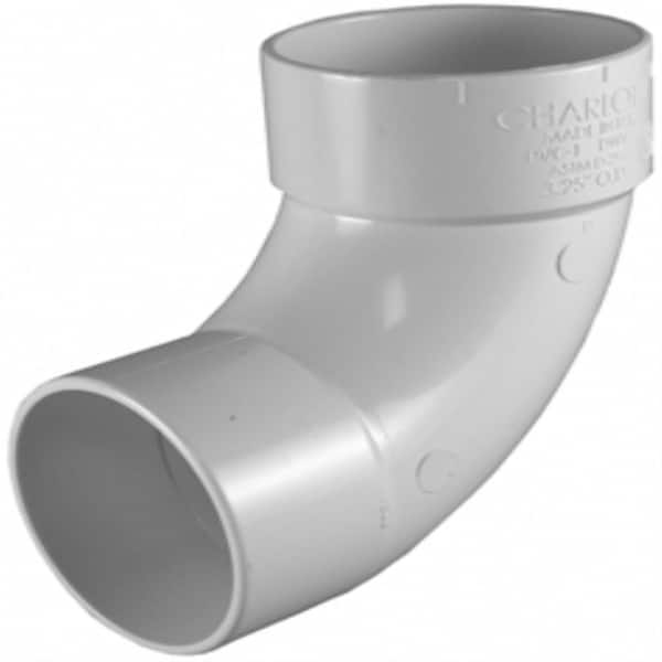 Charlotte Pipe 3 in. PVC Schedule 30 Thin-Wall 90-Degree H x SPG Street Elbow Fitting