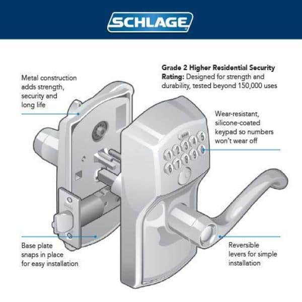 Schlage Camelot Matte Black Electronic Keypad Door Lock with Accent Handle  and Flex Lock FE595 CAM 622 ACC The Home Depot