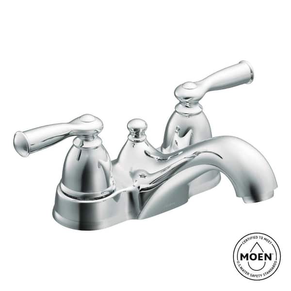 MOEN Banbury 4 in. Centerset 2-Handle Low-Arc Bathroom Faucet in Chrome