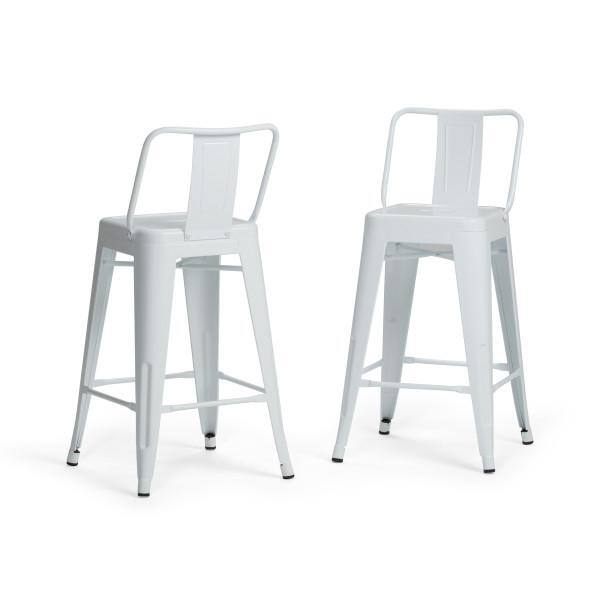 Rayne 24" White Industrial Metal Counter Stool Set