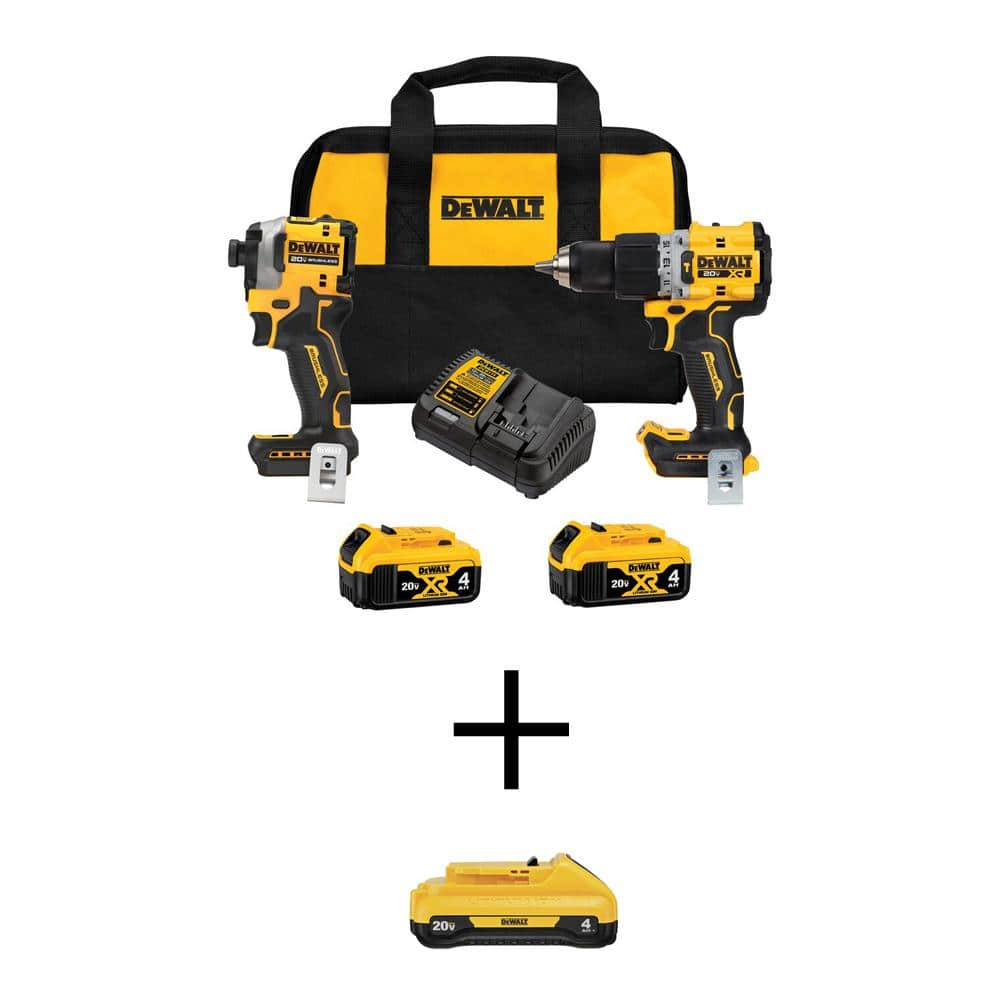 20V MAX XR Cordless Hammer Drill and ATOMIC Impact Driver Combo Kit (2-Tool) w/(2) 4Ah Batteries, 4Ah Battery & Charger -  DEWALT, DCK2050M2WCB240