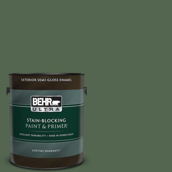 BEHR ULTRA 1 gal. #S410-7 Equestrian Green Semi-Gloss Enamel Exterior Paint & Primer