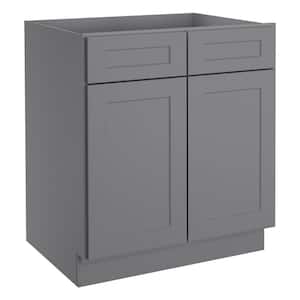 30 in.W x 24 in.D x 34.5 in.H in Shaker Gray Plywood Ready to Assemble Base Kitchen Cabinet with 2-Drawers 2-Doors