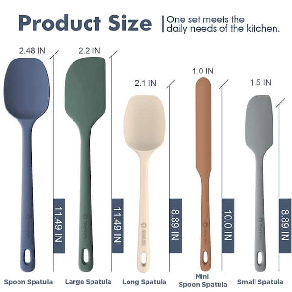 5-Piece Silicone Spatula Set with Ergonomic Grip Handle, Heat Resistant Up to 600°F for Nonstick Cooking, Multi-Color