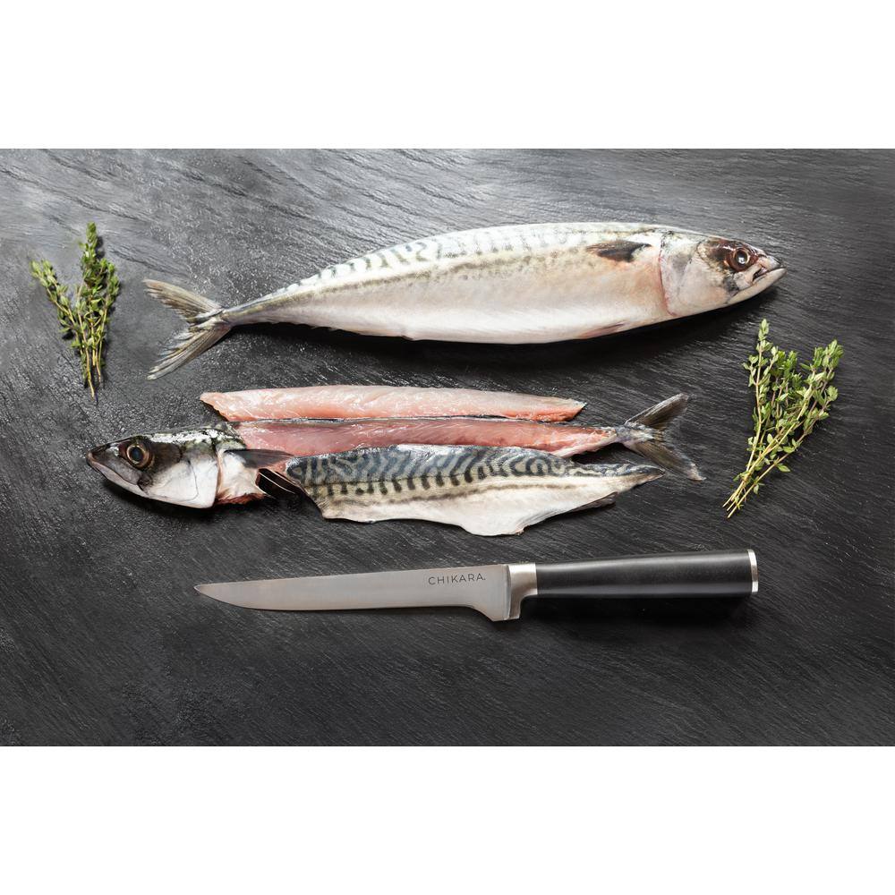 Ginsu Chikara 8pc Knife Block Set Toffee: Stainless Steel Kitchen Knives, Full Tang, Ergonomic Design, Hand Wash