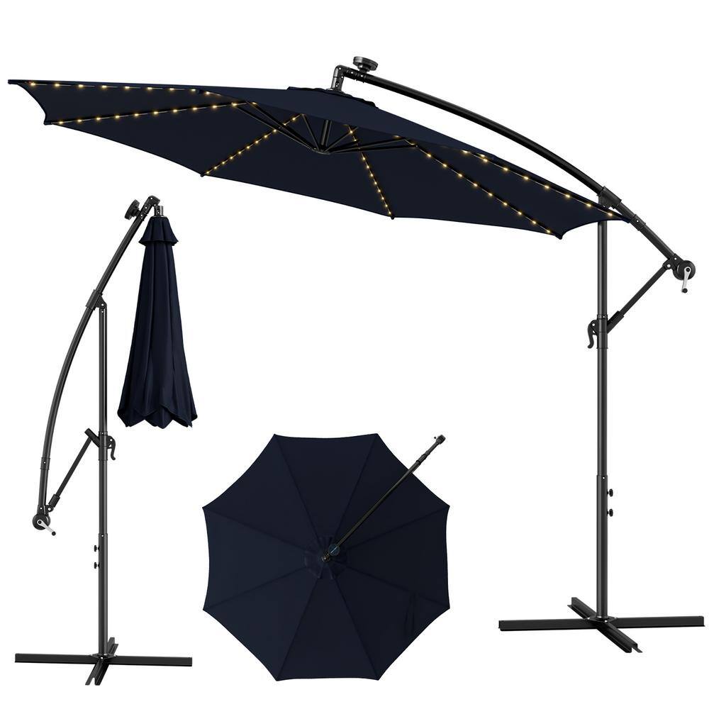 Costway 10 ft. SolarLighted 112 LED Cantilever Offset Patio Umbrella
