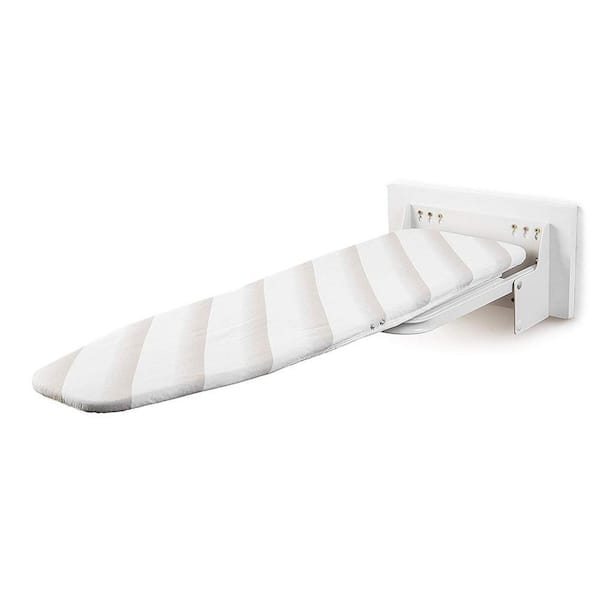 Ironing Board, Wall Mount Iron Board Holder and Ironing Board Cover, White