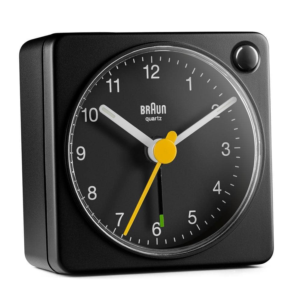 Braun Sleek Black Travel Alarm Clock with Snooze, Light and Quiet