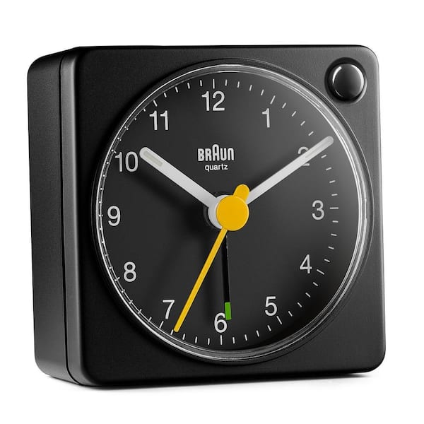 Braun Sleek Black Travel Alarm Clock with Snooze, Light and Quiet