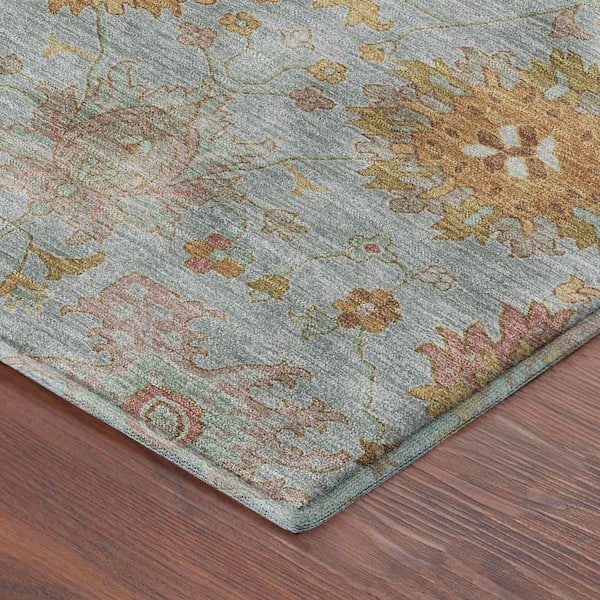 Mayfield Premium Machine Washable Abstract AMF2289 Seafoam 10 ft. x 14 ft. Area Rug
