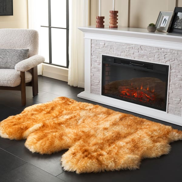 Sheep Skin 3 ft. x 5 ft. Champagne/Copper Brown Solid Color Area Rug