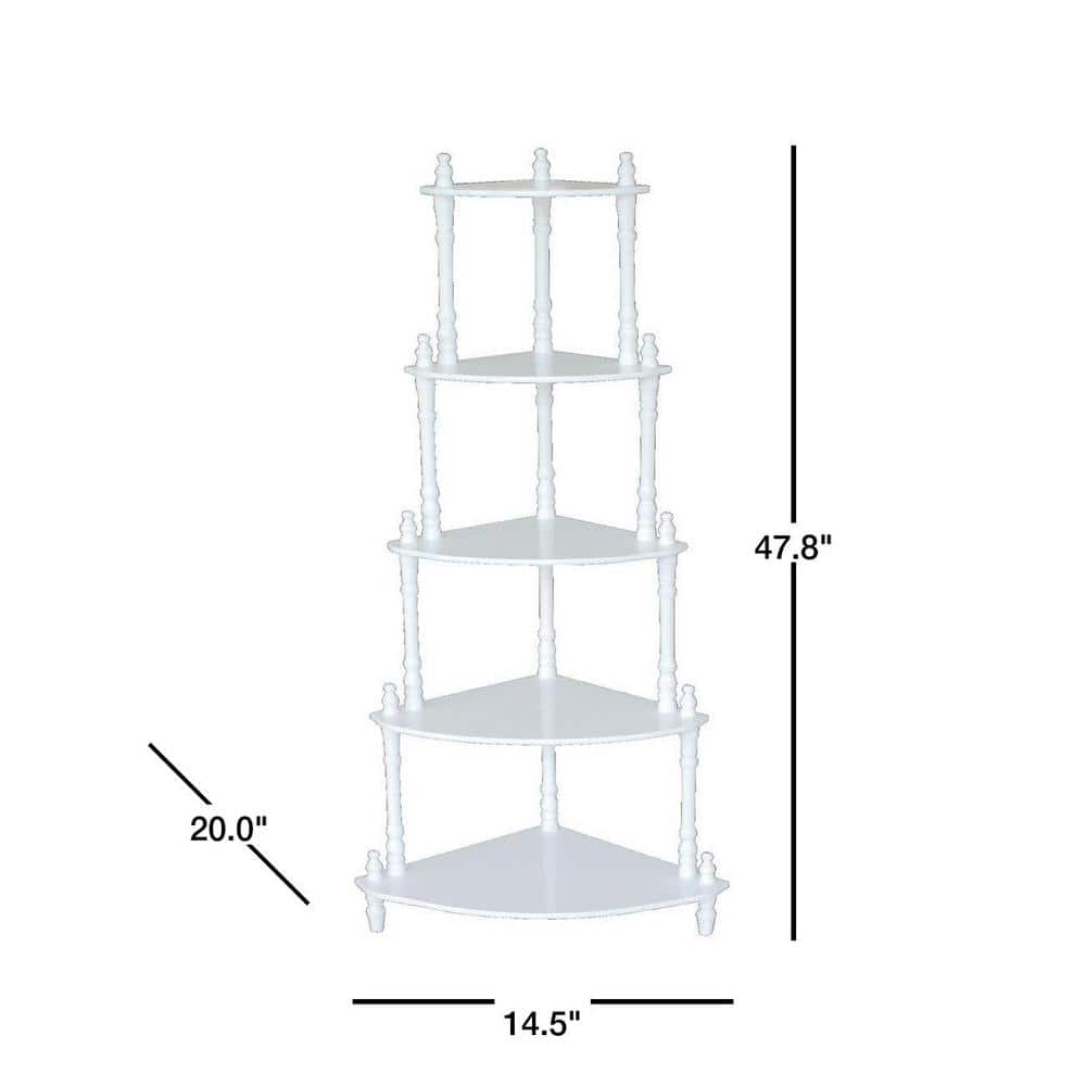 5-Tier Corner Decorative Shelving Rack in White - thumbnail 3
