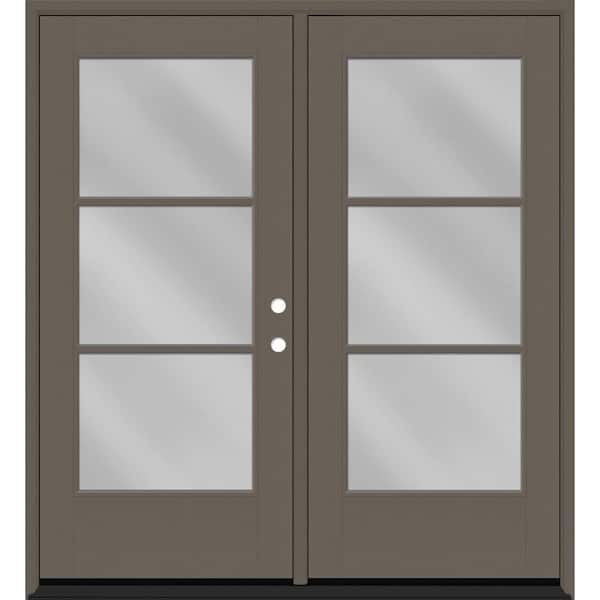 Legacy 60 in. x 80 in. Icon 3L Modern Clear Glass Kindling LHIS Painted Fiberglass Retro Patio Door w/4"Jamb