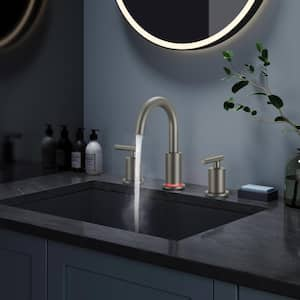 8 in. Widespread Double Handle Bathroom Faucet with LED light in Brushed Nickel