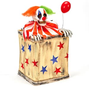 31 in. Animated Shaking Clown On A Canvas Box 4329 - The Home Depot