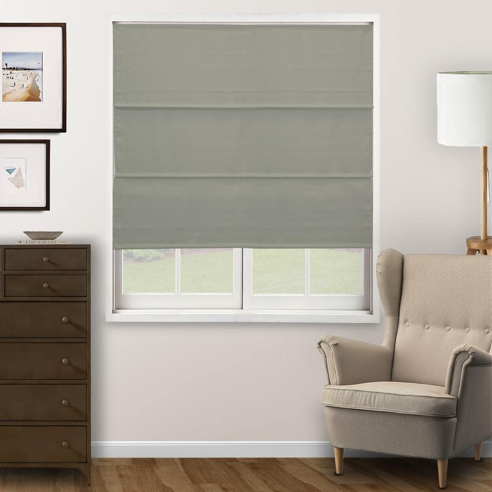 Chicology Ridgewood Sage Cut-to-Size Cordless Light Filtering Privacy Polyester Roman Shade 39 in. W x 72 in. L