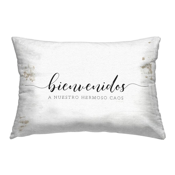Stupell Industries Welcome Beautiful Chaos Off-White Rectangular Outdoor Throw Pillows