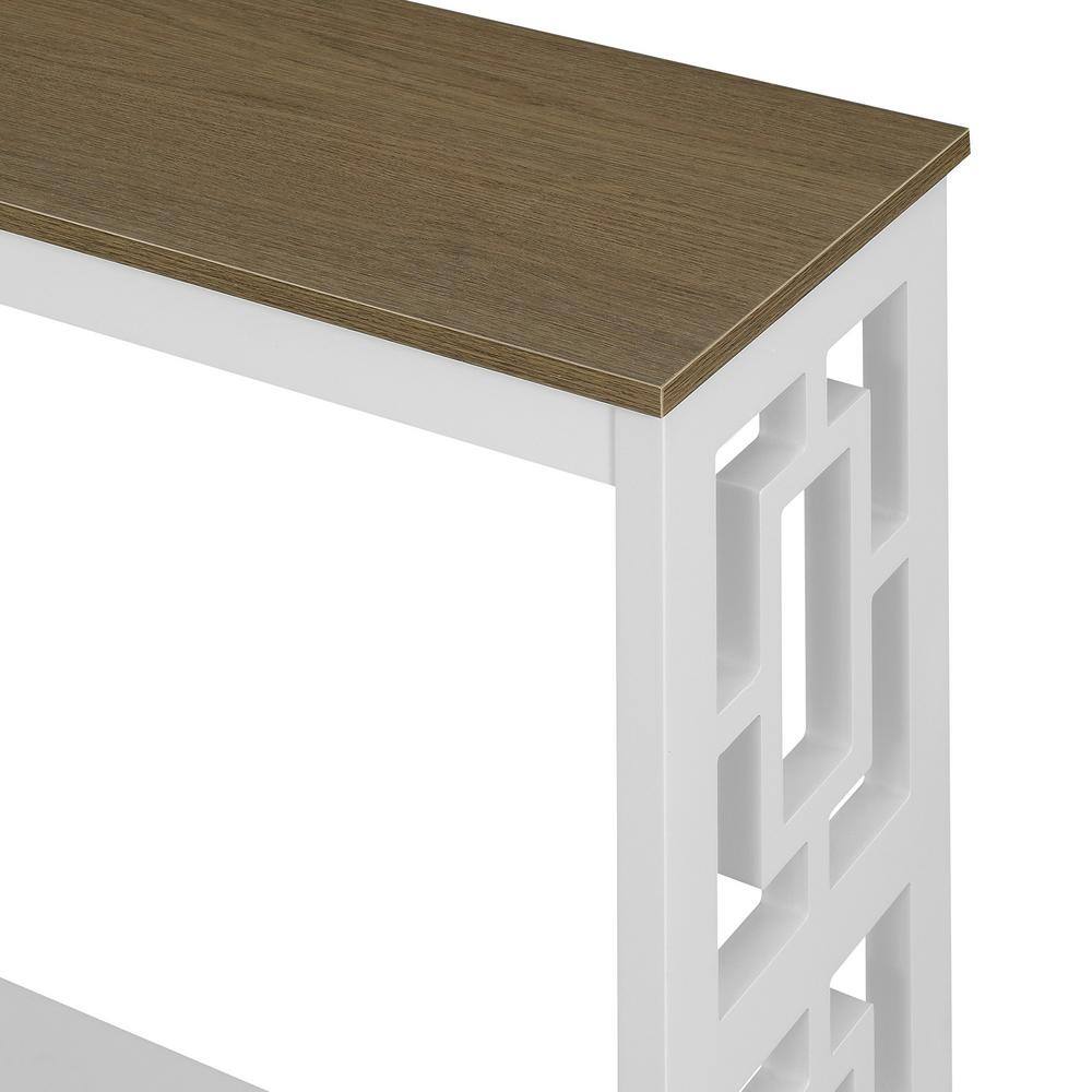 Driftwood and White Wood Console Table with Storage Shelf