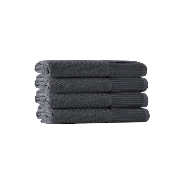 Enchante Home Timaru 4-Pieces Anthracite Turkish Cotton Hand Towels