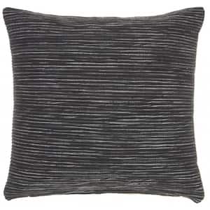 Jordan Charcoal Striped Cotton 18 in. X 18 in. Throw Pillow