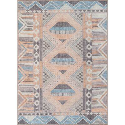 Flat Woven Carpet INA geometrically 2-Green or Pink Vintagewashable at 30 °