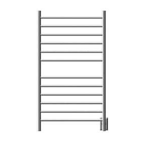 Radiant Large Straight 12-Bar Combo Plug-in and Hardwired Electric Towel Warmer in Brushed Stainless Steel