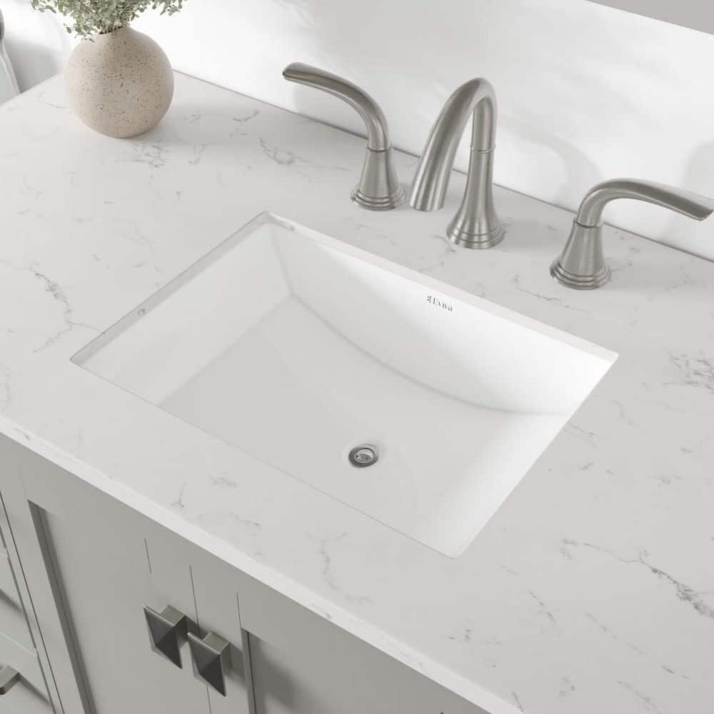 Elegant Aberdeen 42" Transitional Gray Vanity with White Carrara Marble Top