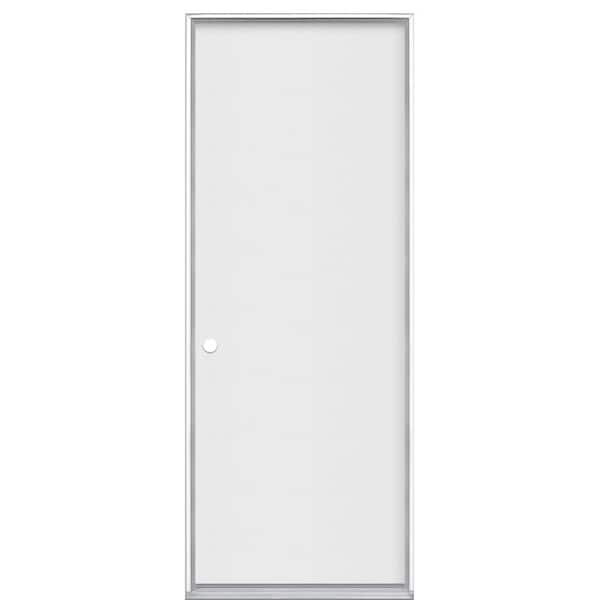 Masonite 30 in. x 80 in. Utility Flush Right-Hand/Inswing Primed Steel Prehung Front Door with No Brickmold