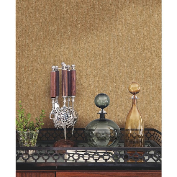 Warner Bryson Copper Feathered Texture Wallpaper Sample