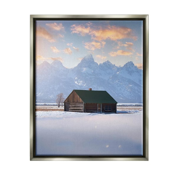 Stupell Industries Snowy Winter Cabin by Jared Kreiss 1 Piece Floater Frame Graphic Print Nature Poster Art Print 31 in. x 25 in.