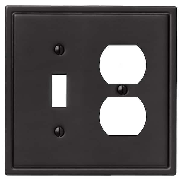AMERELLE Moderne Wallplate 1-Toggle/1 Duplex Steel Matte Black (1-Pack)