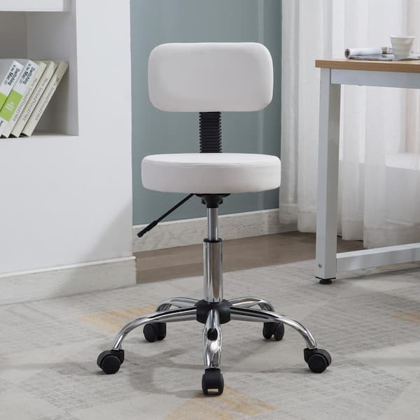 Mara White Adjustable Drafting Stool