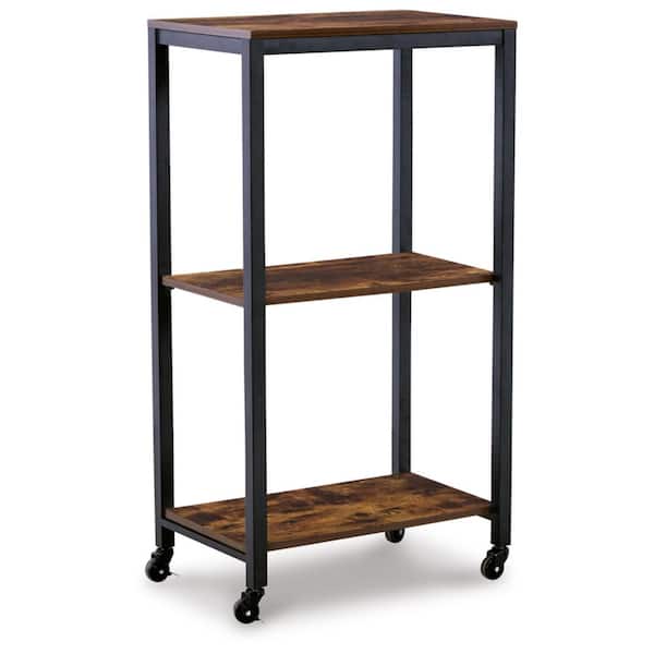 Signature DESIGN BY ASHLEY Bevinfield Brown/Black Bar Cart with Locking Casters and Shelf