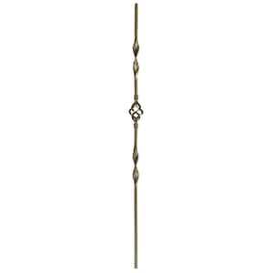 44 in. x 1/2 in. Antique Bronze Double Ribbon Single Basket Hollow Iron Baluster