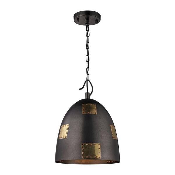 Titan Lighting Strasburg 1-Light Weathered Iron/Antique Gold Pendant