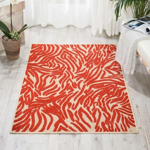 Aloha Red doormat 3 ft. x 4 ft. Animal Print Modern Indoor/Outdoor Patio Kitchen Area Rug