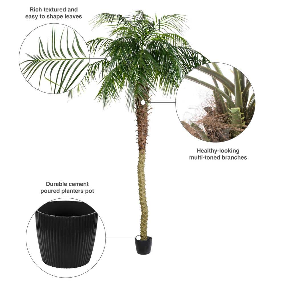 8' Green Faux Potted Palm Tree with Black Planter