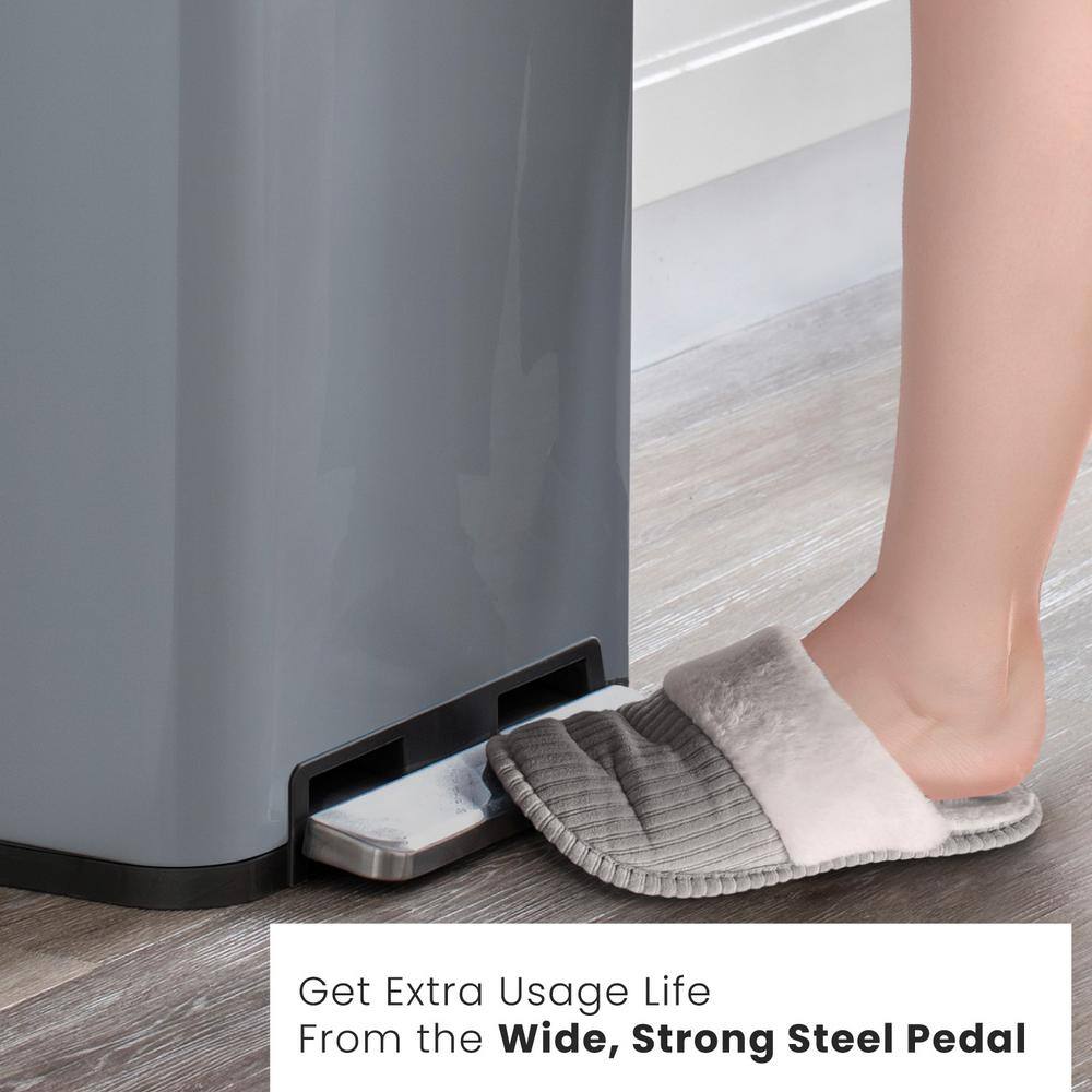 Glacier Blue Stainless Steel Pedal Trash Can, 18.5 Gallons