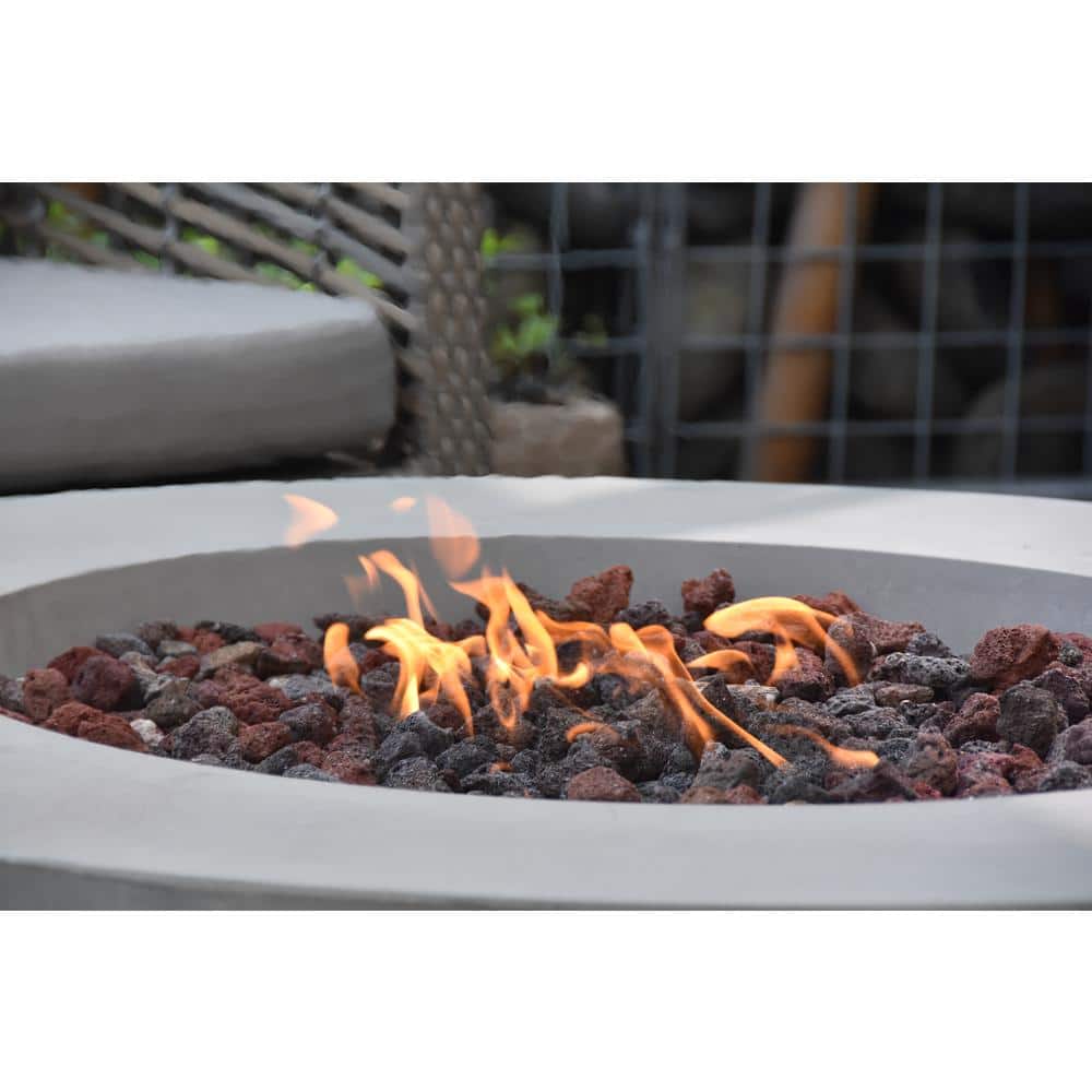 Light Gray Round Concrete Gas Fire Pit Table