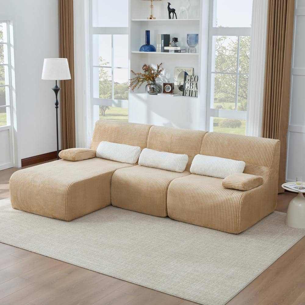 98 in. W Compressed Corduroy Sectional L-shaped Sofa with Ergonomic Curved Seat in Red price history on PriceWatchPro