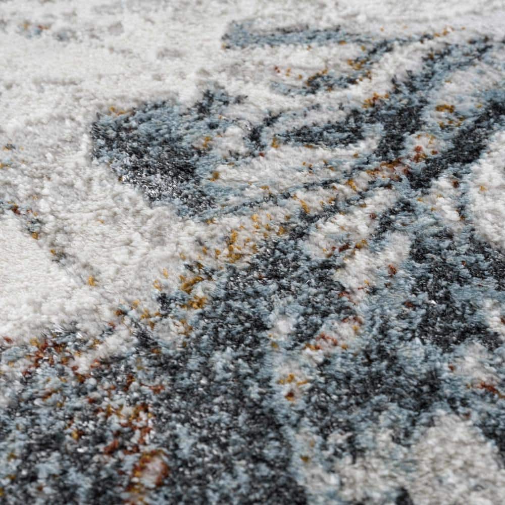 Liverpool Blue and Gray Abstract Medium Pile Area Rug