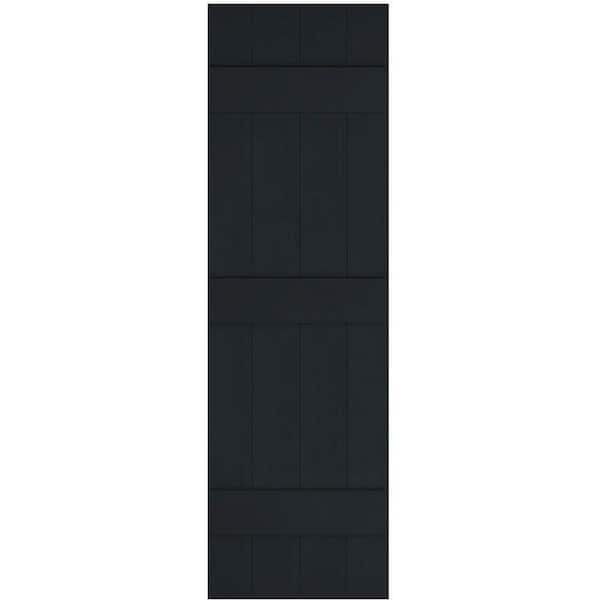 Ekena Millwork 14 in. x 63 in. Lifetime Vinyl Custom Four Board Joined Board and Batten Shutters Pair Black