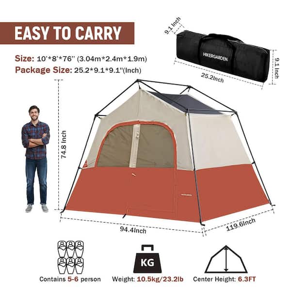 Zeus & Ruta 8 ft. x 10 ft. Red 6-Person Camping Tent Family Zeus & Ruta 8 ft. x 10 ft. Red 6-Person Camping Tent Family